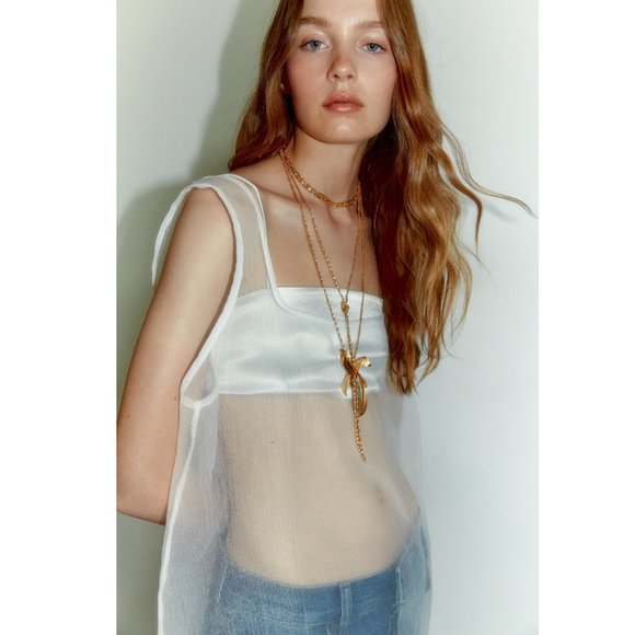 Zara Long Sunflower Necklace NWT - Picture 2 of 5